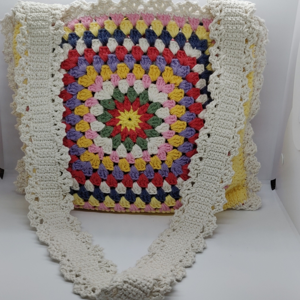 %100 Handmade Crochet  Boho Vintage Style🧶Tote Shoulder Women's Bag - Picture 4 of 16